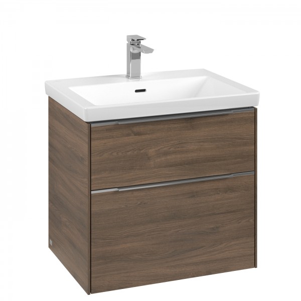 Villeroy & Boch Subway 3.0 Waschbeckenunterschrank, mit Beleuchtung, 2 Auszüge, 622 x 579 x 478 mm,
