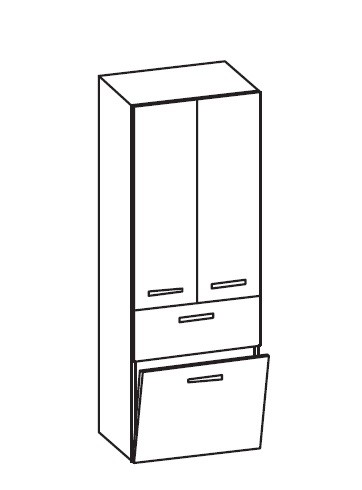 Artiqua 400 Hochschrank, Graphit Struktur quer, 400-HKL-1-60-7070-401