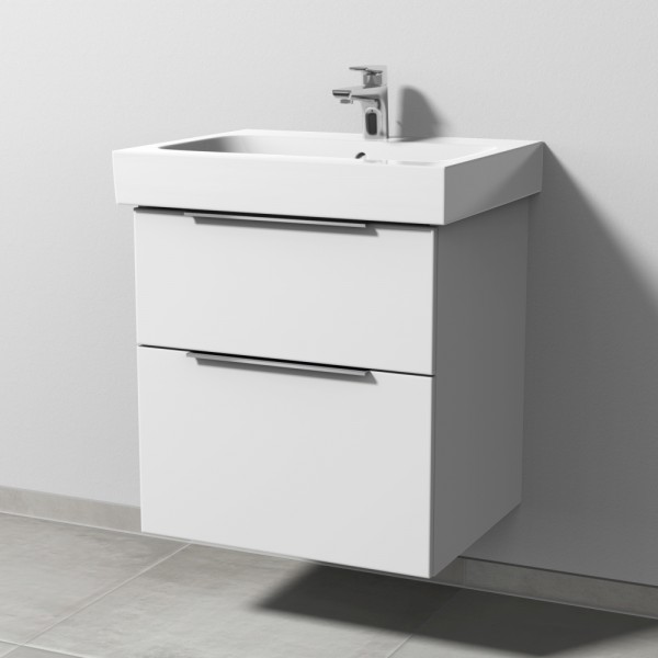 Sanipa 3way Waschtischunterbau zu Geberit iCon Waschtisch mit 2 Auszügen, Weiß-Soft