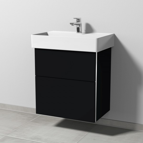 Sanipa 3way Waschtischunterbau zu Duravit Dura Square Waschtisch mit 2 Auszügen, Schwarz-Matt