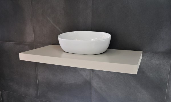 Neuesbad Waschtischplatte Konsole 120x50cm, Creme Seidenmatt lackiert