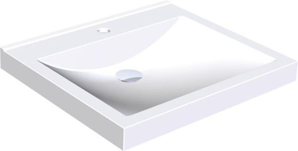 KWC Aquarotter Einzelwaschtisch, QUADRO, MIRANIT, 600x125x530 mm, Mulde re-eckig, Hahnloch, 20000900