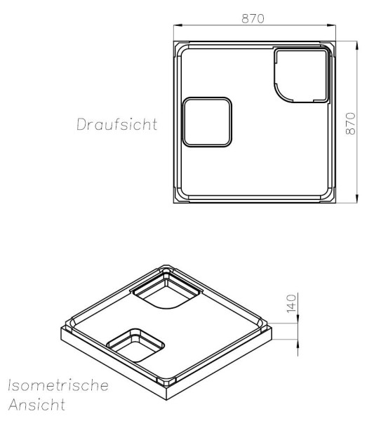 Neuesbad Wannenträger für Kaldewei Superplan SF NEU 90x90x2,5