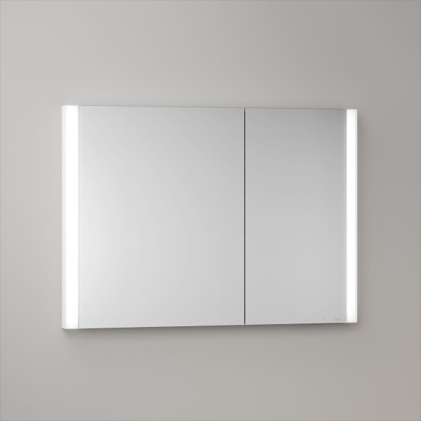 KEUCO Royal Atlas LED Spiegelschrank 100 x 71 x 11,5 cm mit 2 Türen, asymmetrisch, Spiegelheizung, U