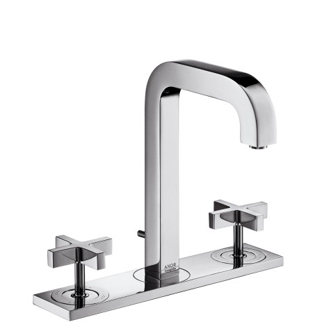 Hansgrohe 3-Loch Waschtischarmatur Axor Citterio chrom mit Platte u.Kreuzgriffen, 39134000