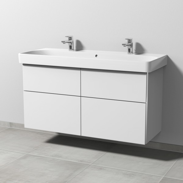 Sanipa 3way Waschtischunterbau zu Geberit Smyle Square Waschtisch mit 4 Auszügen, Weiß-Soft