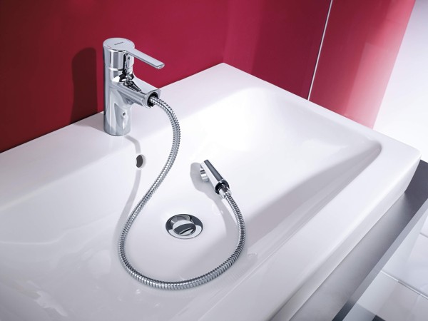 Hansa Waschtisch-Einhand-Einlochbatterie Hansaronda 3.5 0301 mit Brause, verchromt