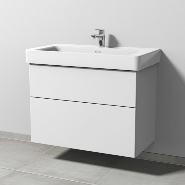 Sanipa 3way Waschtischunterbau zu Laufen Pro S Waschtisch mit 2 Auszügen, Weiß-Soft