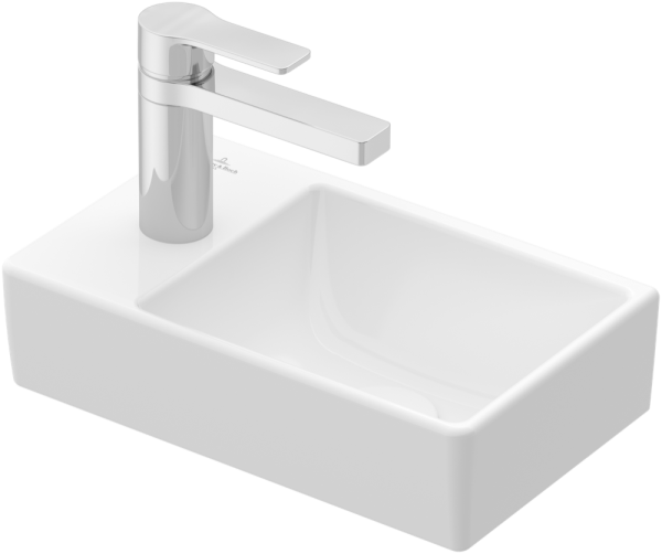 Villeroy & Boch Handwaschbecken Avento 360x220mm, Becken rechts , 1 Hahnloch ohne Überlauf Pure Bla