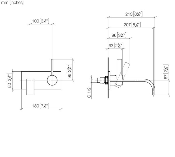 Dornbracht Waschtisch-Wandarmatur mit Abdeckplatte MEM