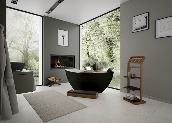Hoesch Badewanne Namur 1600X750 freistehend Solique, BiColor Weiß-Schwarz, 4404.111305
