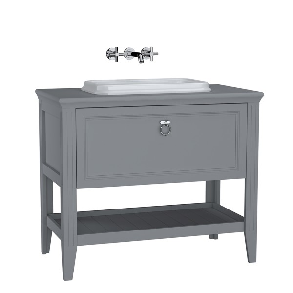 VitrA Valarte Set 98 cm Einbauwaschtisch + Waschtischunterschrank 1 Vollauszug Grau Matt,62199