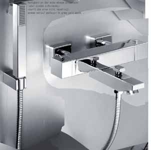 KAJA-Aquadrat Thermostat-Wannenfüll-und Brausebatterie, chrom