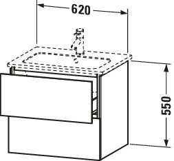 Duravit L-Cube Waschtischunterbau wandhängend Betongrau Matt 620x481x550 mm - LC6240007070E00