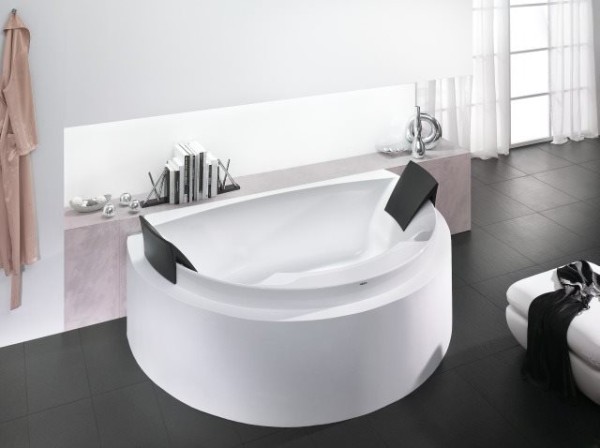 Hoesch Badewanne Aviva Halbrund 1800x1185 mit zwei Kopf-/Rückenstützen