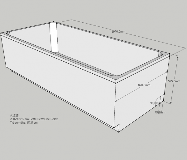 Neuesbad Wannenträger für BetteOne Relax 200x90cm