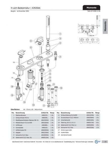 Ideal Standard Seitenventil Zst., G1/2, links, A960520NU