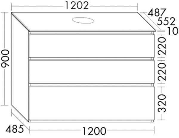 Burgbad Waschtischunterschrank Lin20 Acryl/Lack Matt 900x1202x552 Grau Matt, WXOE120F5380