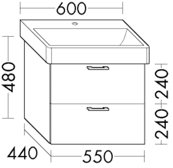 Burgbad Waschtischunterschrank Sys30 PG1 Aqua 480x550x440 Tectona Dekor Zimt, WURK055F3423