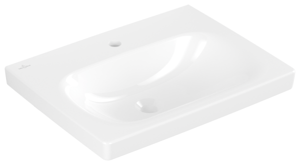 Villeroy & Boch Waschbecken Skyla 5A5161 600x460mm,, 1 Hahnloch ohne Überlauf Weiss Alpin cplus