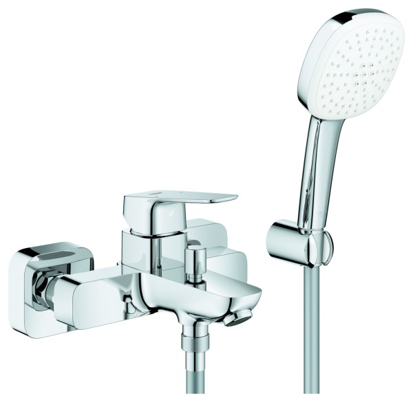 Grohe EH-Wannenbatterie Cubeo 101814 Wandmontage mit Brausegarnitur chrom, 1018140000