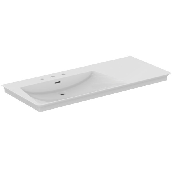 Ideal Standard Möbelwaschtisch La Dolce Vita 1260 mm 3 Hahnlöcher mit Überlauf Abl.rechts Weiss m.