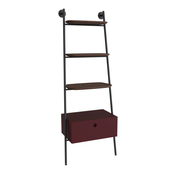 VitrA Plural Regalleiter mit 3 Echtholz-Ablagen und Schubladen-Modul 59 x 35 x 159 cm Matt,80496