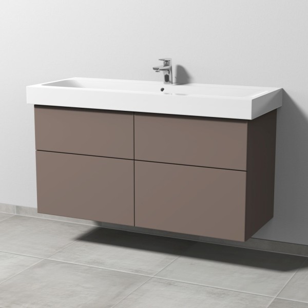 Sanipa 3way Waschtischunterbau zu Geberit iCon Waschtisch mit 4 Auszügen, Taupe-Matt