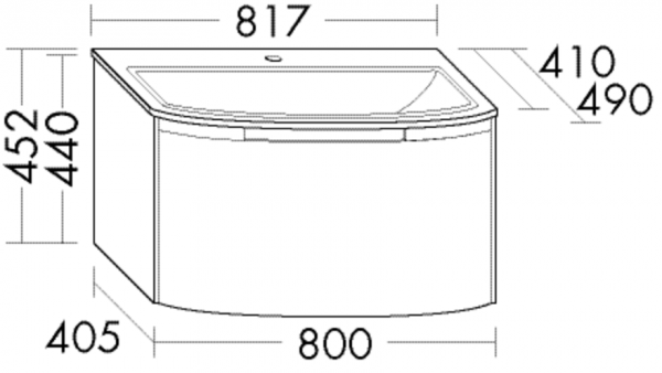 Burgbad Keramik Waschtisch-Set YSO PG1 Matt Grau Matt/Schwarz Matt, SFIH081F2135C0038