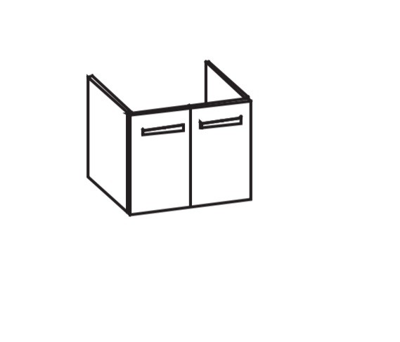 Artiqua 412 Waschtischunterschrank für Softmood T0557, Weiß Glanz, 412-WU2T-I30-7050-68