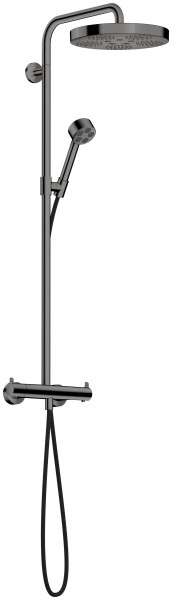 Hansgrohe Showerpipe AXOR One mit Thermostat, Kopfbrause 280 1jet polished black chrome, 48794330