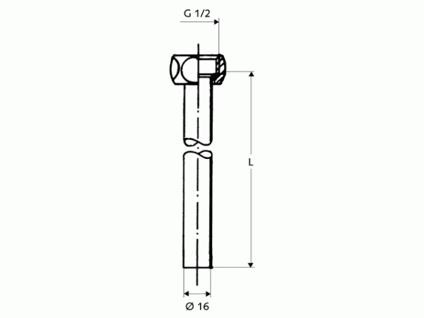 Schell Kupferrohr-Garnitur d:16mm 500mm chrom mit 1/2" ÜM für Elektrospeicher