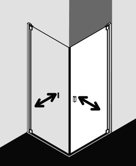 Kermi Pendeltür Raya 1KR 1030x2000, silber hochglanz, ESG Opaco mit KermiClean, RA1KR