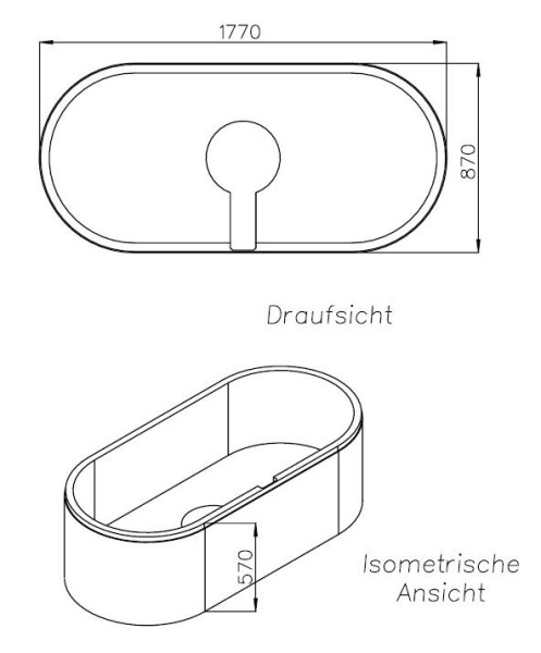 Neuesbad Wannenträger für Kaldewei Mega Duo Oval Nr.184 180x90 oval