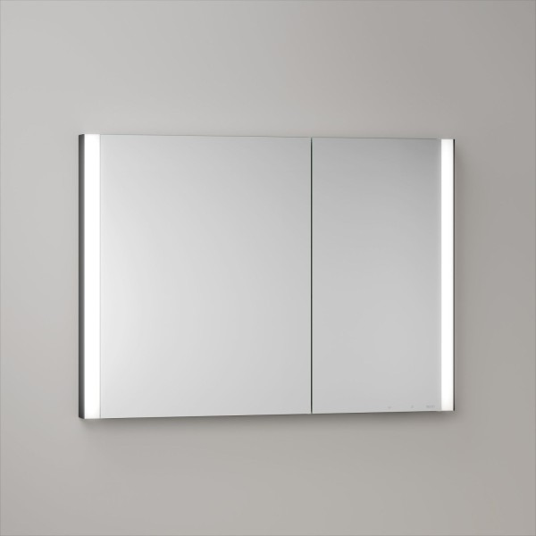 KEUCO Royal Atlas LED Spiegelschrank 100 x 71 x 11,5 cm mit 2 Türen, asymmetrisch, Spiegelheizung, U