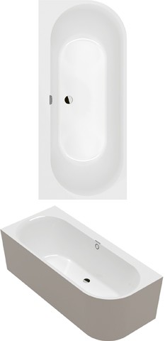 Villeroy & Boch Vorwand-Badewanne Oberon 2.1 1800x800x620mm linke Ausführung ColourOnDemand StoneWhi 180OBN9CLBCVDRW