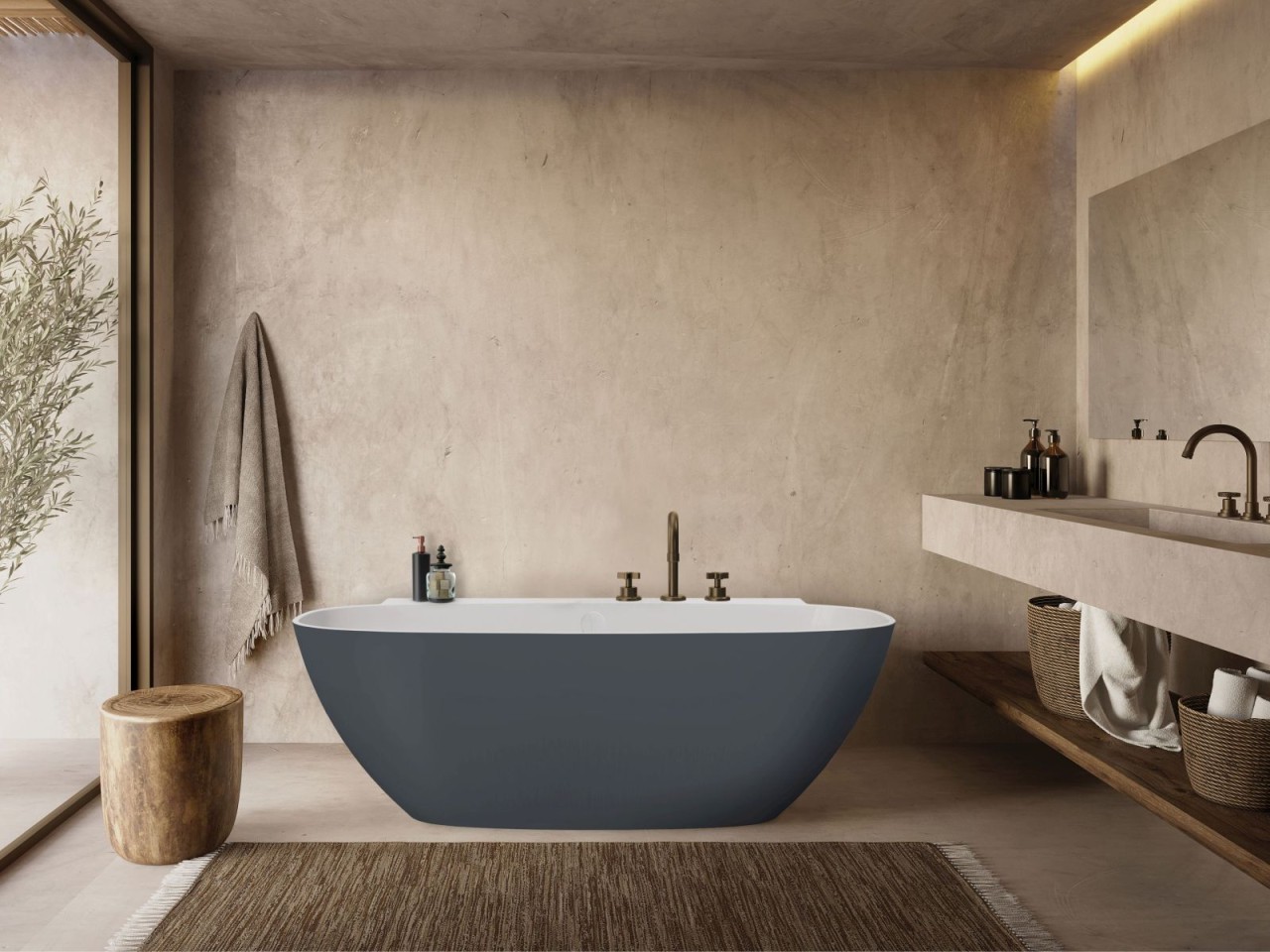 Hoesch Badewanne LaBrillante 1800x800 Vorwand Weiß-Schiefergrau, mit Überlauf, 4530.112 4530.112