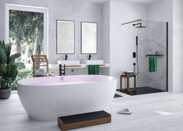 Hoesch Badewanne iSensi Oval 1900x1200 freist. Monolith, mit Überlauf, ang. Sch. Weiß, 3919.010