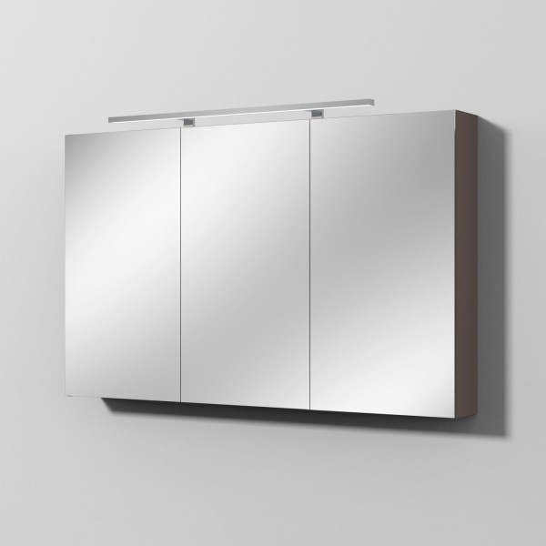 Sanipa Reflection Spiegelschrank MILLA 120 mit LED-Aufsatzleuchte, Taupe-Matt, SD1451T