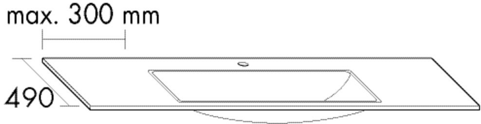 Burgbad Verlängerung linksseitig zu Keramik Waschtisch alpinweiss, H:12mm, Tiefe:490mm, KBAW999LC00 KBAW999LC0001