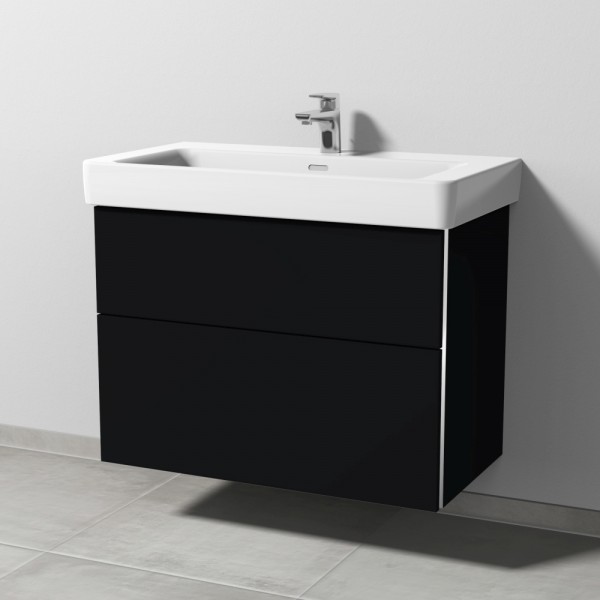 Sanipa 3way Waschtischunterbau zu Laufen Pro S Waschtisch mit 2 Auszügen, Schwarz-Matt