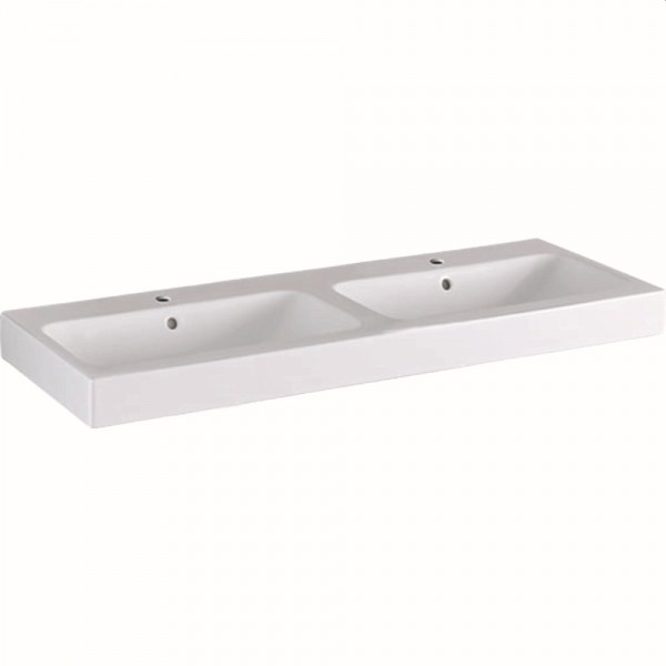 Geberit Doppelwaschtisch iCon, 2 Hahnlöcher, B: 1200 mm, T: 485 mm, 124120600, weiss mit K