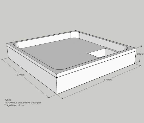 Neuesbad Wannenträger für Kaldewei Duschplan 100x100x6,5