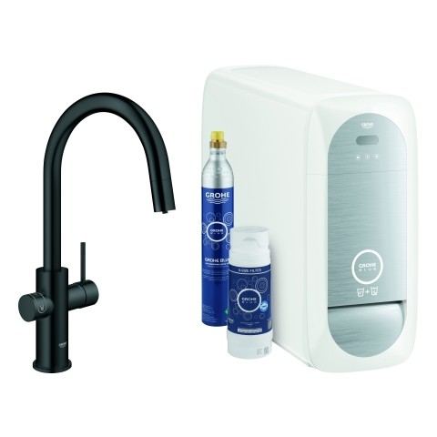 Grohe Blue Home Starter Kit ausziehbarer Auslauf Bluetooth/WIFI C-Auslauf, velvet black, 31541KS0