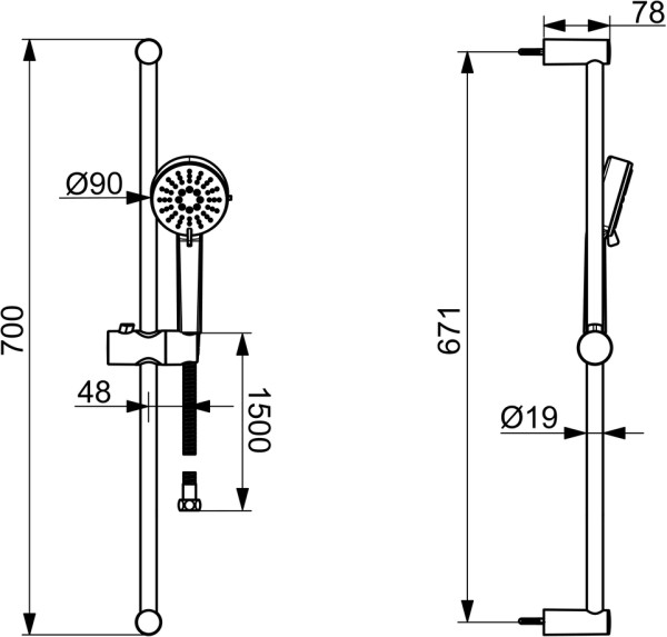 Hansa Wandstangengarnitur HANSABASIC 5578, 3-strahlig DN15 verchromt, 55780133