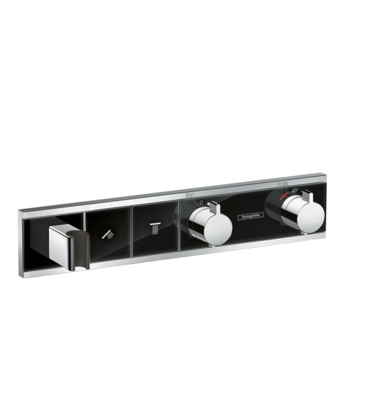 Hansgrohe Thermostat Unterputz RainSelect Fertigset 2 Verbraucher schwarz/chrom, 15355600
