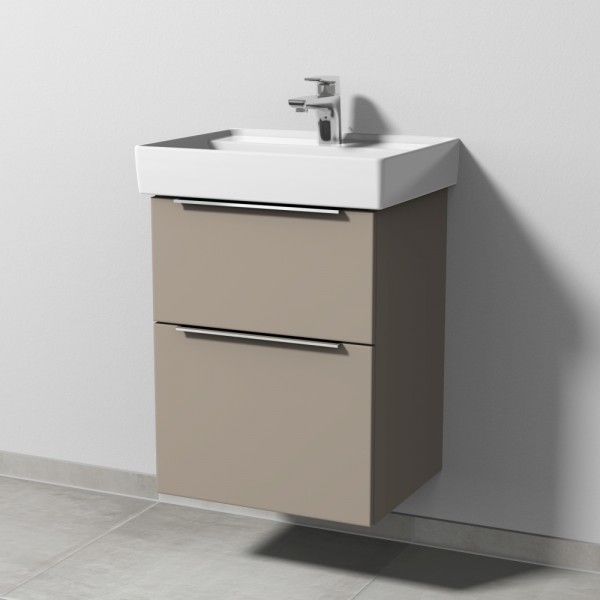 Sanipa 3way Waschtischunterbau zu Villeroy & Boch Collaro Waschtisch mit 2 Auszügen, Sandgrau-Matt