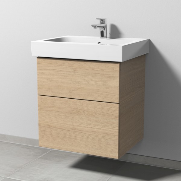 Sanipa 3way Waschtischunterbau zu Geberit iCon Waschtisch mit 2 Auszügen, Eiche-Nordic