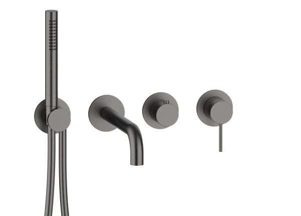Herzbach MODUL7 Hebelmischer-Farbset 2 Verbraucher Auslauf Black Steel, 70.702012.1.40
