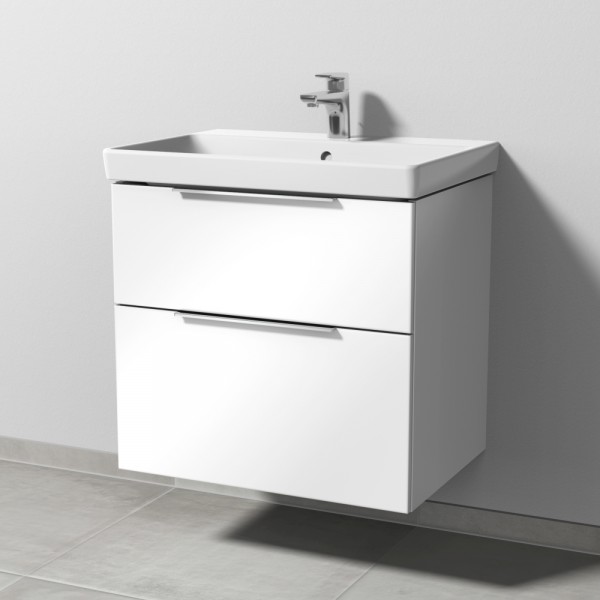 Sanipa 3way Waschtischunterbau zu Villeroy & Boch Avento Waschtisch mit 2 Auszügen, Weiß-Glanz